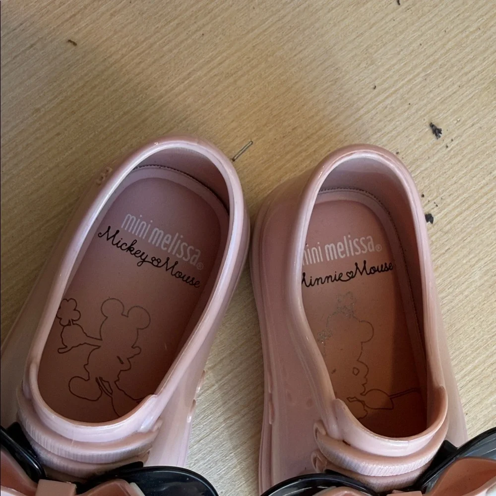 Mini Melissa Pink and Black Kids Dress Shoes with Bow